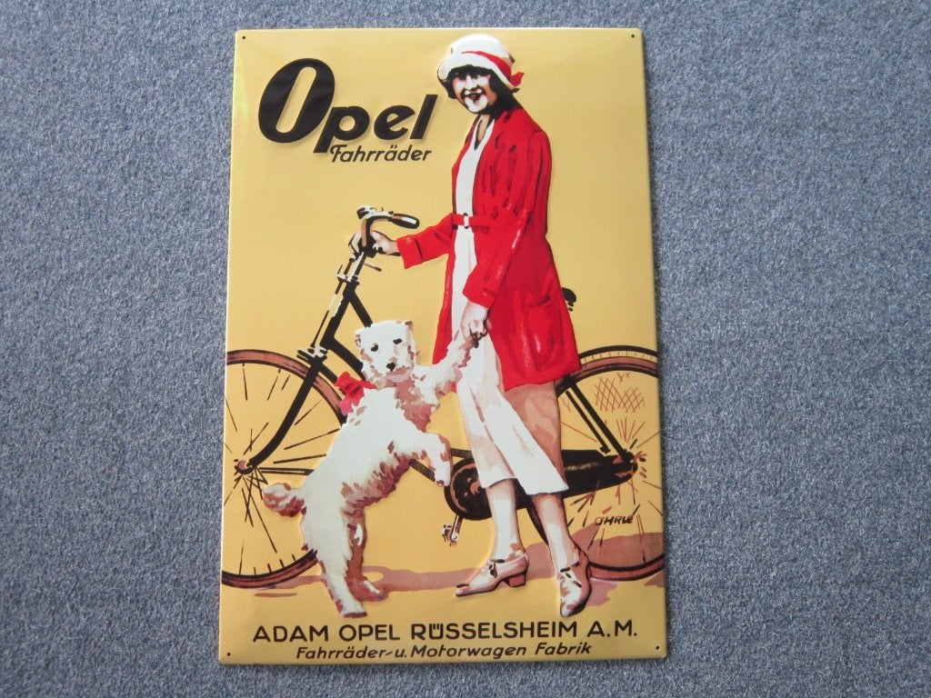 OPEL FIETSEN BLIKKEN RECLAMEBORD., Verzamelen, Merken en Reclamevoorwerpen, Ophalen, Nieuw, Reclamebord