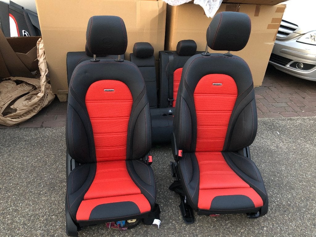 W205 S205 C-klasse designo rood lederen AMG stoelen 555, Auto-onderdelen, Interieur en Bekleding, Ophalen, Gebruikt, Mercedes-Benz