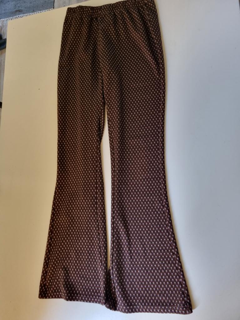 Bruine/rood flared broek met patroon, Ophalen of Verzenden, Lang, Gedragen, Rood