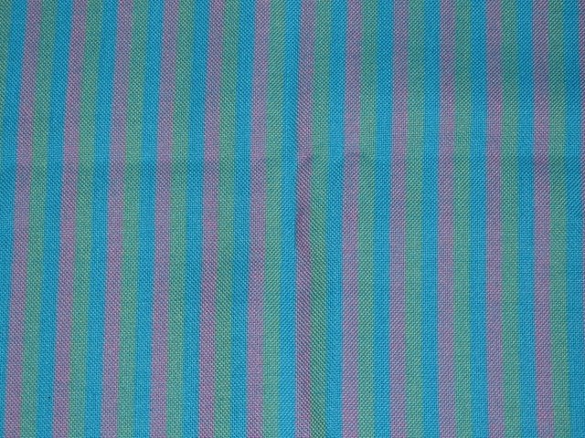 Nieuwe vintage lap stof turquoise roze groen gestreept, Blauw, Nieuw, Ophalen of Verzenden, 30 tot 120 cm