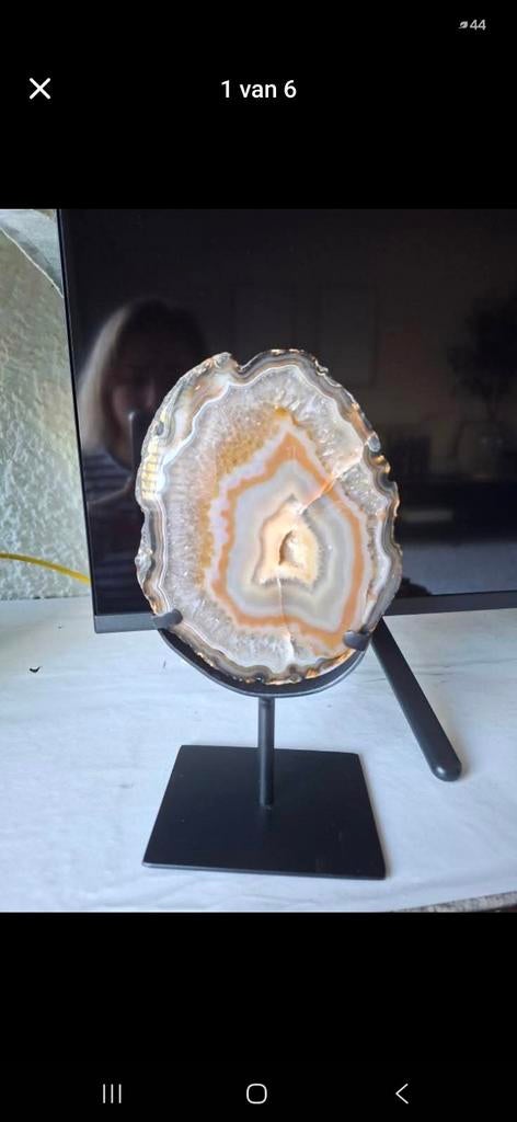 Agaat schijf op standaard - Decoratieve edelsteen, Sieraden, Tassen en Uiterlijk, Edelstenen, Ophalen of Verzenden