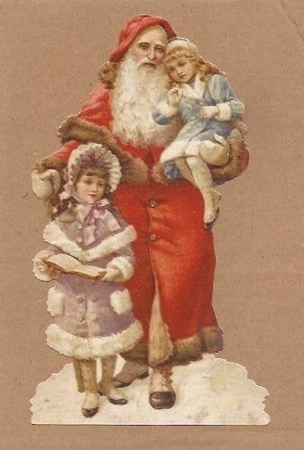 Nostalgische kindjes bij Kerstman poezieplaatjes 5147, Ophalen of Verzenden