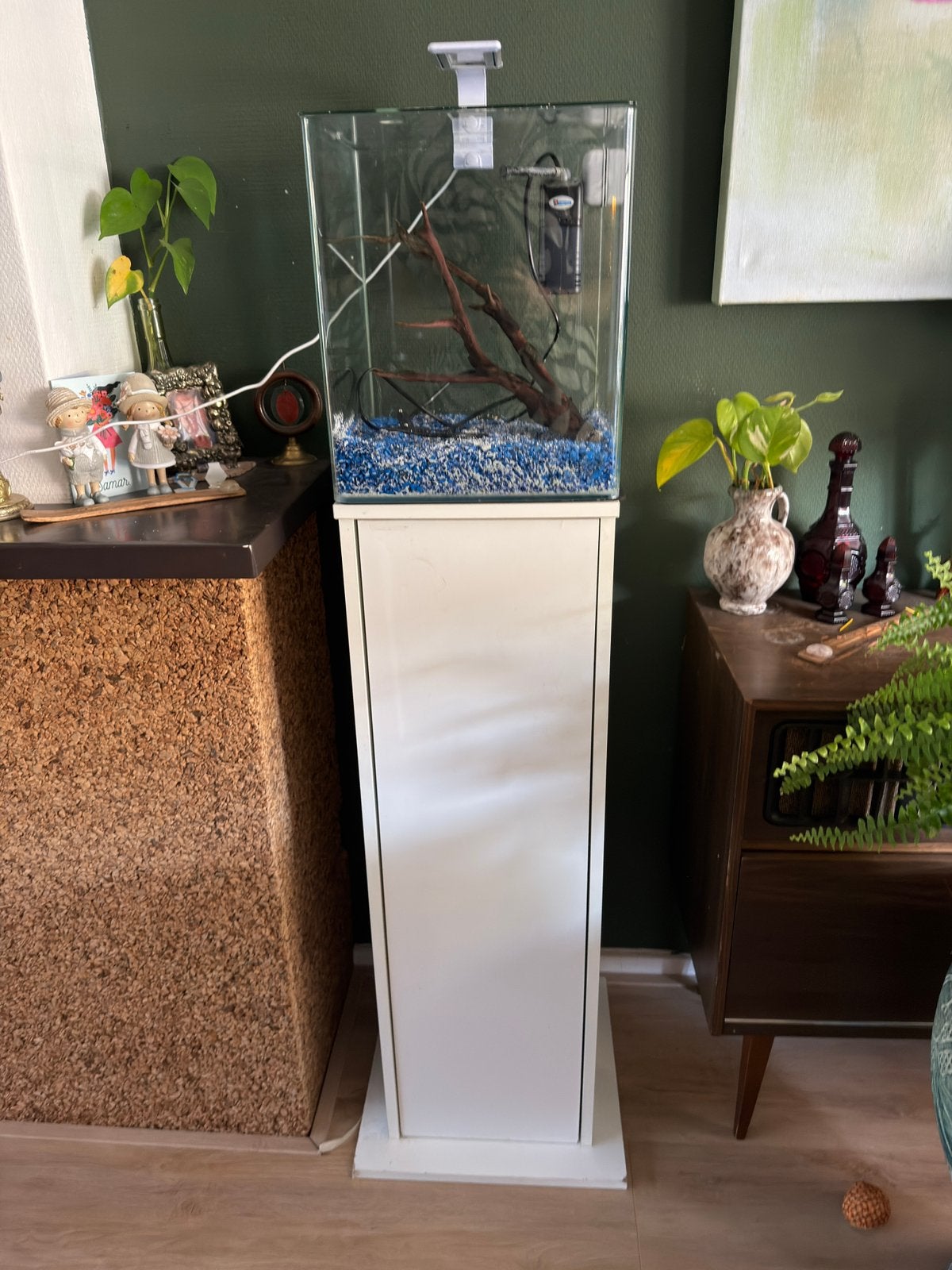 Aquarium 30x30x28 inclusief zuil, Ophalen, Inclusief toebehoren, Gebruikt, Leeg aquarium