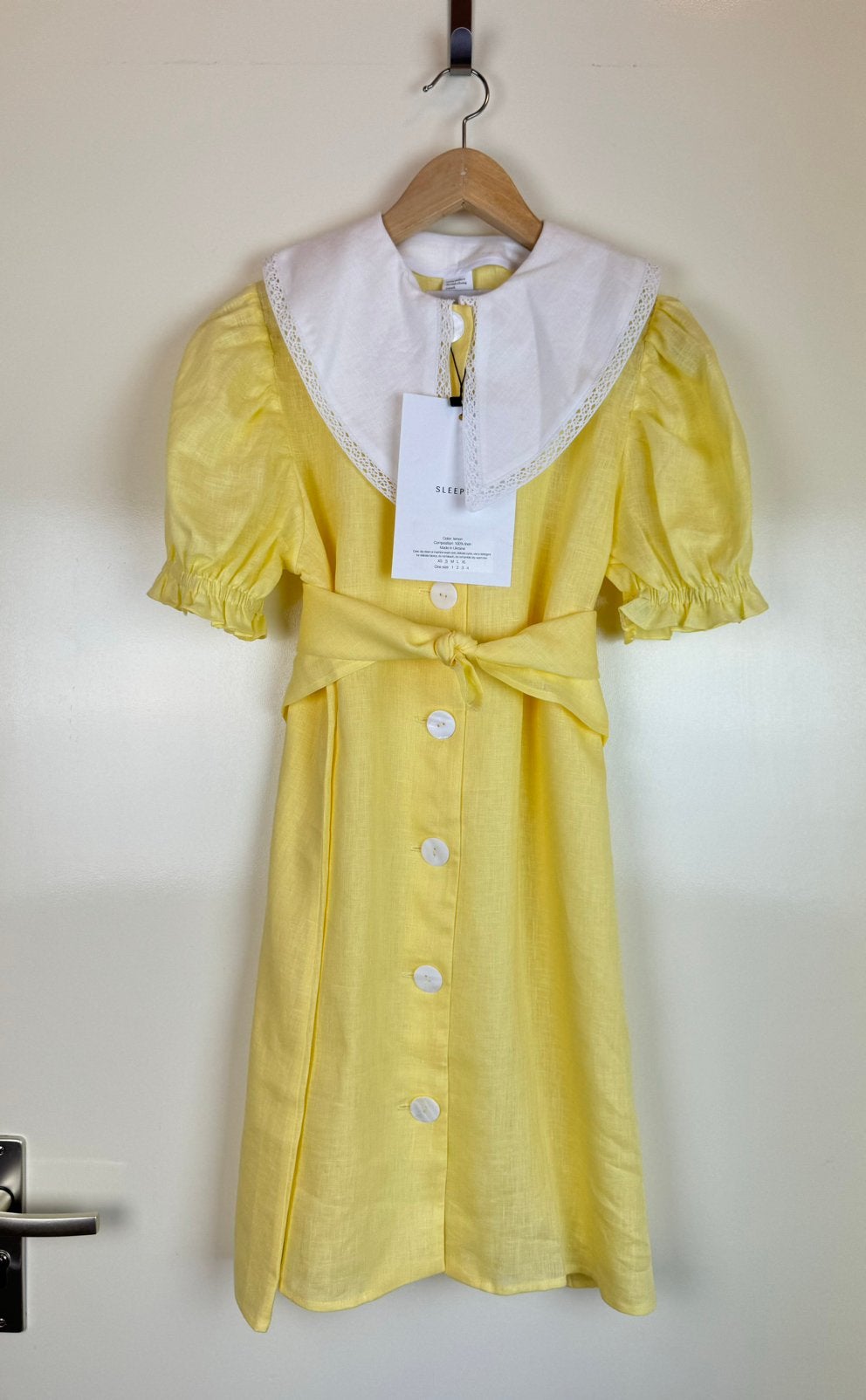 SLEEPER Yellow Linen Mini Dress Nieuw New Summer Gown S, Geel, Nieuw, Ophalen of Verzenden, Maat 36 (S)