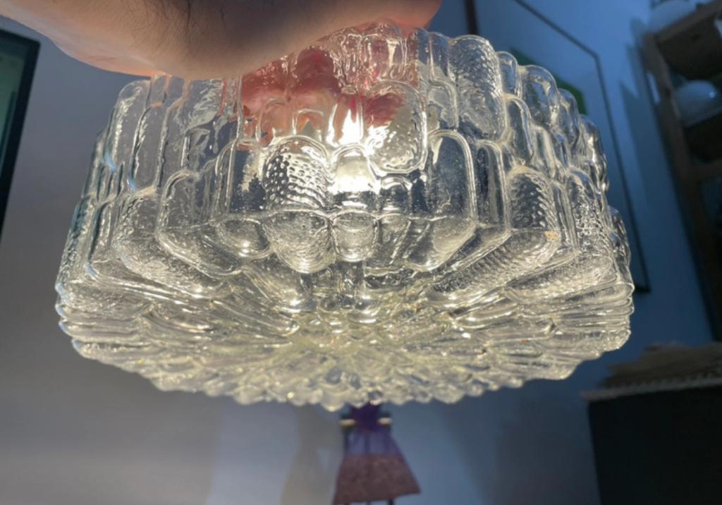 Vintage Glazen Plafondlamp - ZONDER FITTING!, Ophalen of Verzenden, Zo goed als nieuw, Glas, Mid-Century