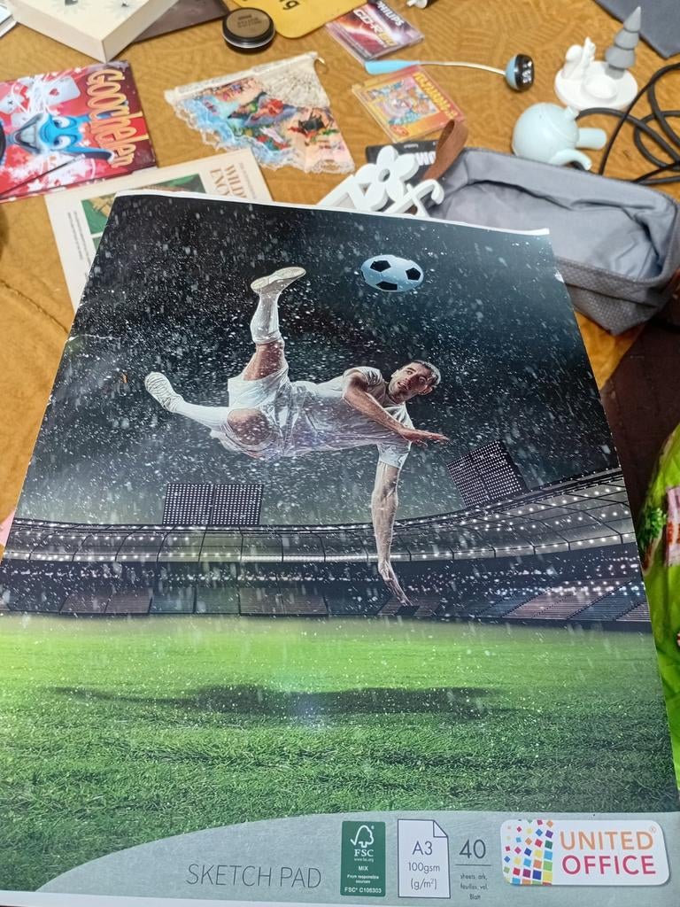 United Office Schetsboek A3 - Voetbal Design, 100gsm, 40 Vel, Hobby en Vrije tijd, Tekenen, Ophalen of Verzenden, Nieuw, Papier, Schets- of Tekenboek