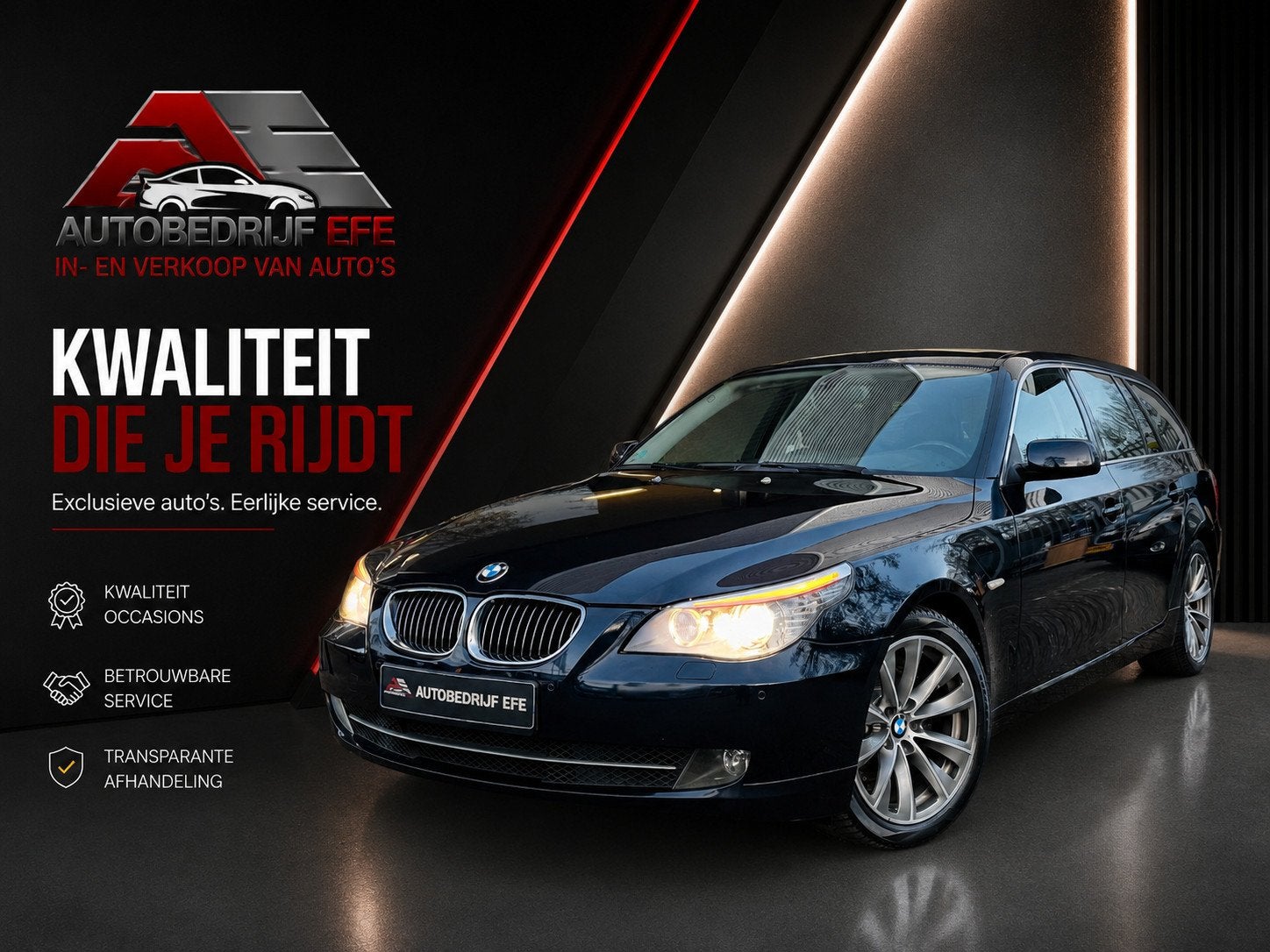 BMW 5-serie Touring 525i Leer*Xenon*Pdc*Stoelvwrmng, Auto's, Gebruikt, 2000 kg, Blauw, 2996 cc