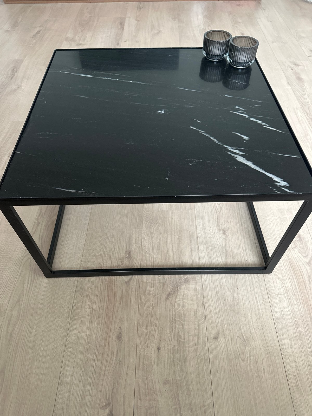 Zwarte marmeren salontafel 70x70 cm, Ophalen, Overige materialen, Gebruikt, Vierkant