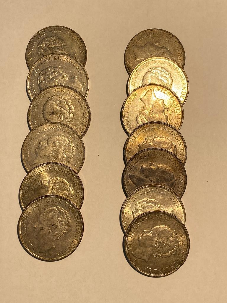 13 Zilveren rijksdaalders Wilhelmina, Postzegels en Munten, Munten | Nederland, Zilver, Ophalen of Verzenden, Koningin Wilhelmina