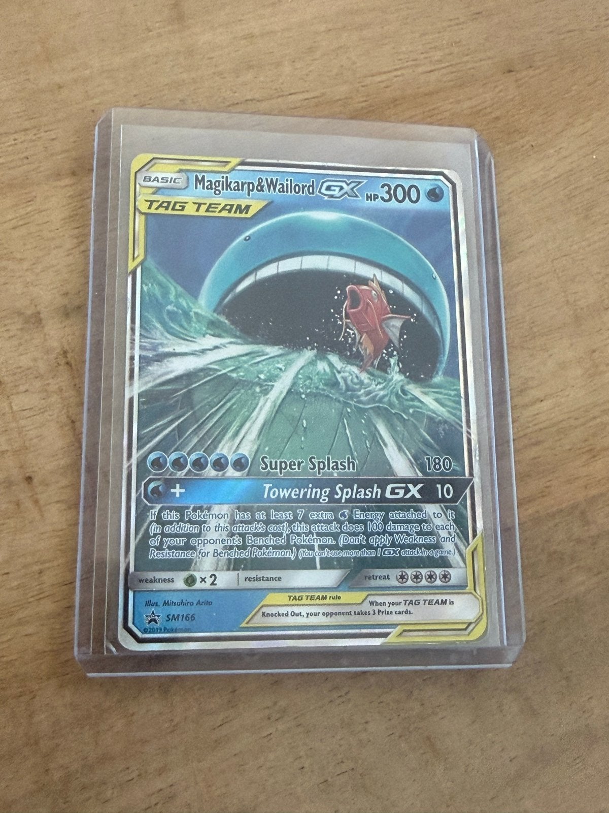 Magikarp & Wailord GX SM166 Pokémon Kaart, Ophalen of Verzenden, Zo goed als nieuw, Losse kaart, Foil