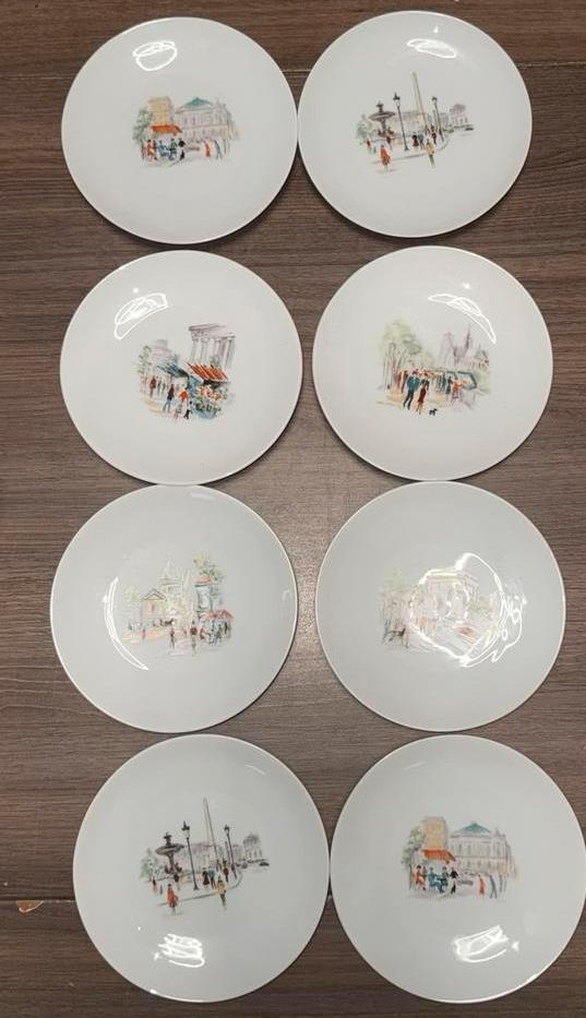 8 Hutschenreuther borden met Parijse scènes, Ophalen of Verzenden