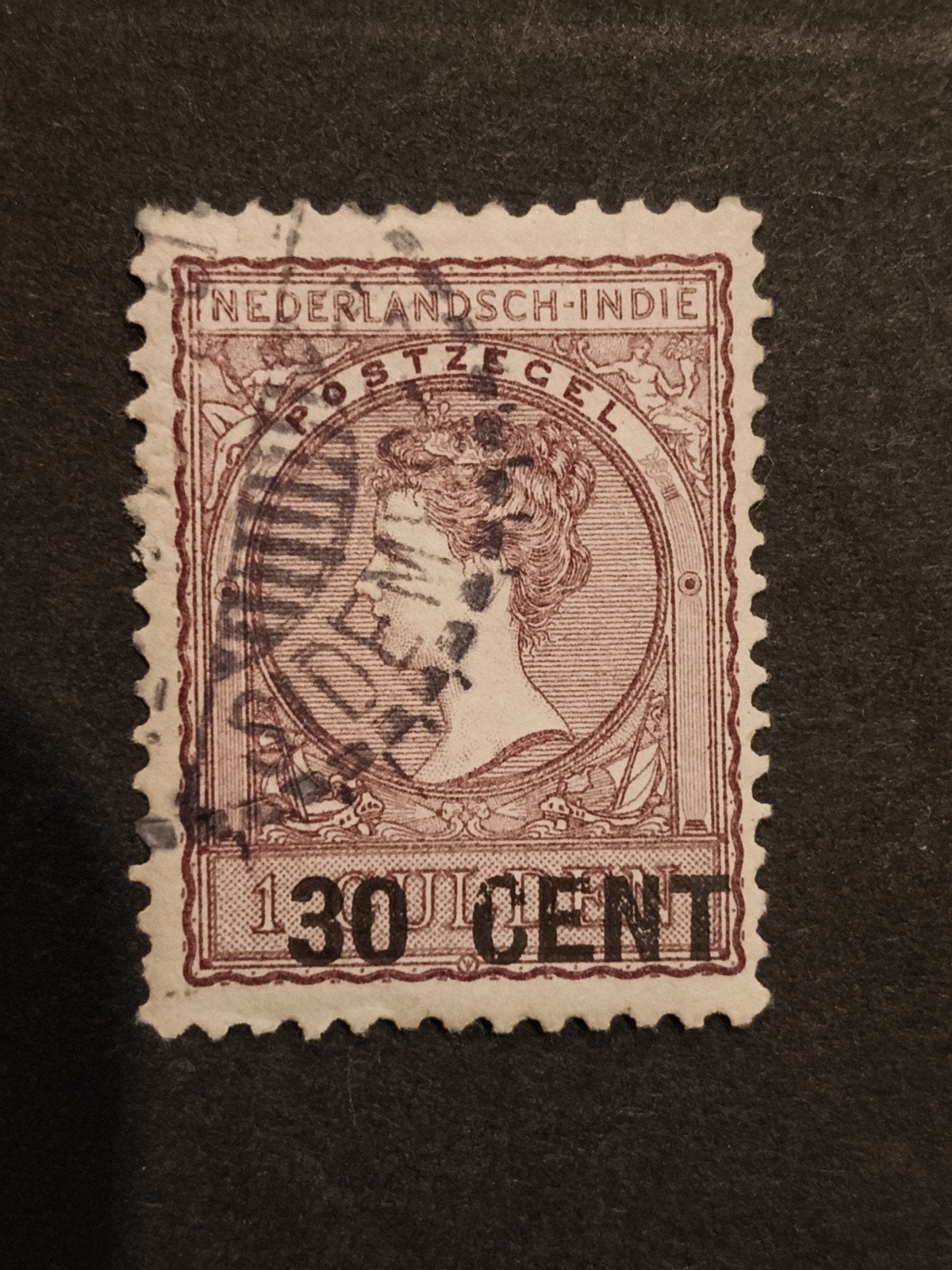 Nederlands-Indië postzegel 30 cent Wilhelmina, Ophalen of Verzenden, Gestempeld, Nederlands-Indië