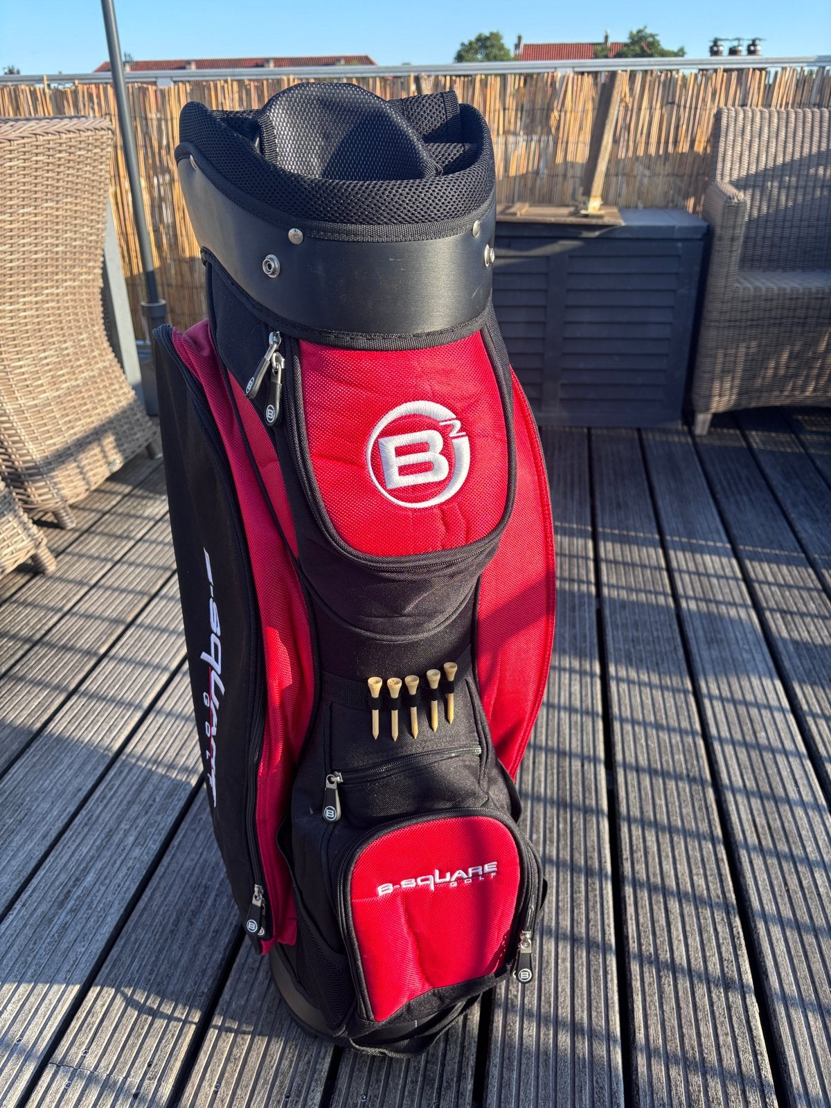 B-Square Golf Clubtas Rood/Zwart - Zo goed als nieuw, Sport en Fitness, Golf, Ophalen, Zo goed als nieuw, Tas, Overige merken