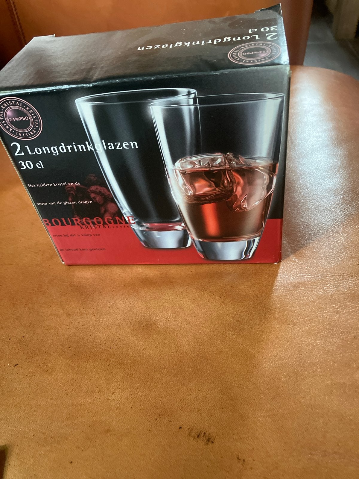 2 Longdrinkglazen 30 cl - Bourgogne Kristal, Nieuw, Ophalen of Verzenden, Overige merken, Glas