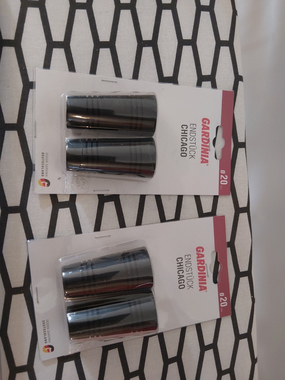 Gardinia Eindkap Gordijnroede 20mm - Zwart Mat (2 stuks), Ophalen of Verzenden, Nieuw, Zwart, Modern