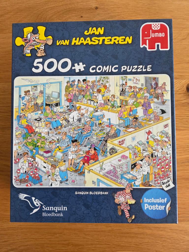 Jan van Haasteren Legpuzzel Sanquin Bloedbank 500 stukjes, Hobby en Vrije tijd, Denksport en Puzzels, Ophalen, 500 t/m 1500 stukjes