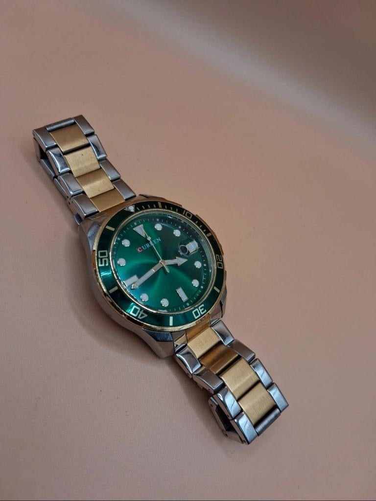 Curren Herenhorloge - Groen/Goud/Zilver, Ophalen of Verzenden, Zo goed als nieuw