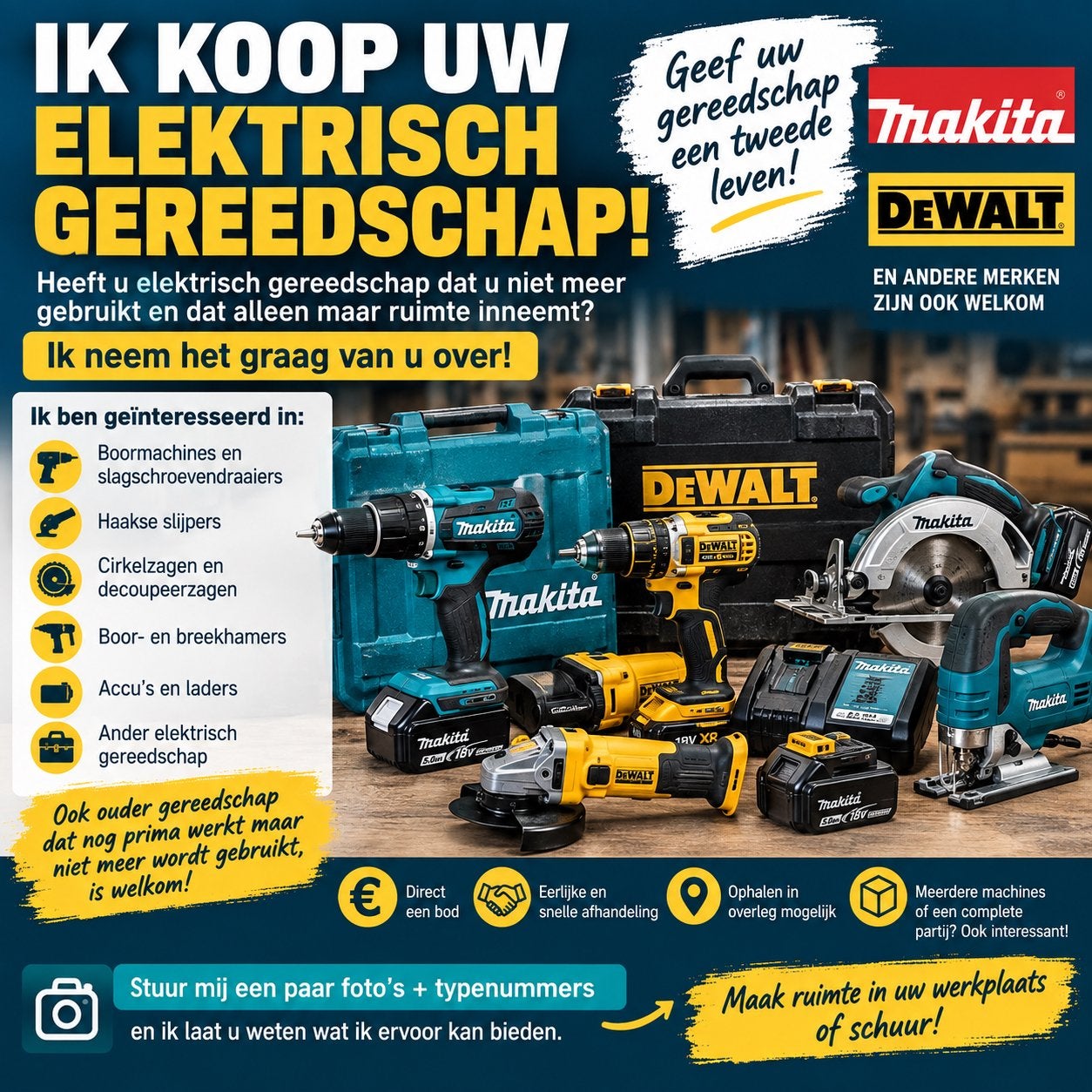 Elektrisch gereedschap over? Ik koop het graag van u!, Ophalen of Verzenden, Zo goed als nieuw, Boormachine