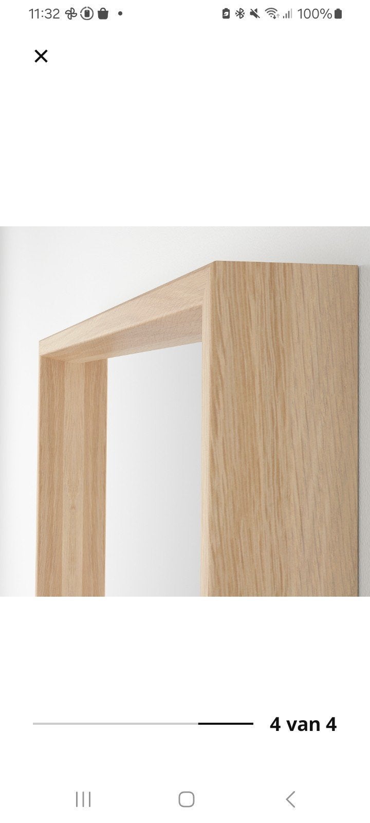 Nissedal IKEA  spiegel eiken 150x65, Huis en Inrichting, Ophalen of Verzenden, Zo goed als nieuw, Rechthoekig, 150 tot 200 cm