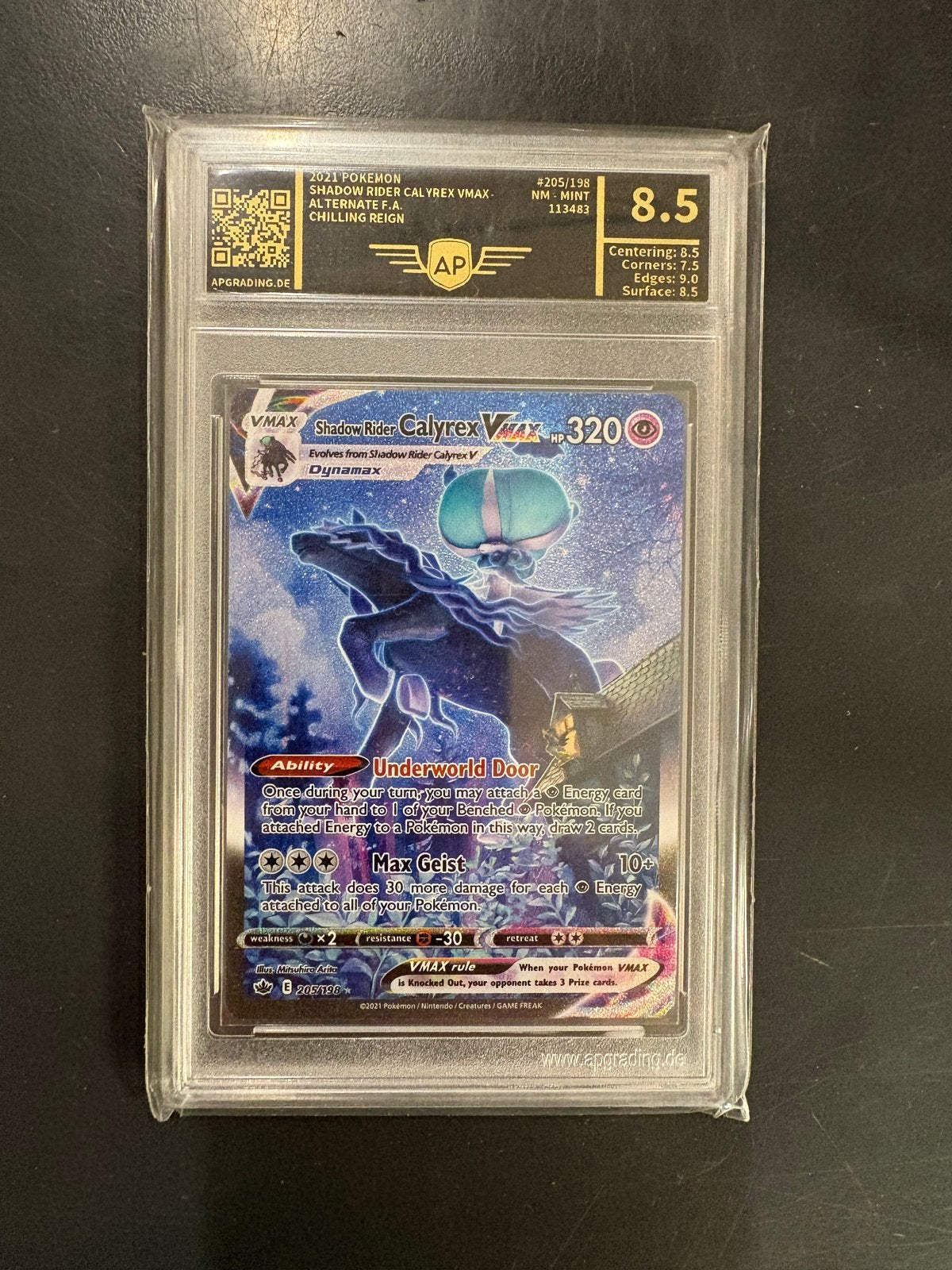 Pokémon Shadow Rider Calyrex VMAX AP Grading 8.5, Ophalen of Verzenden, Zo goed als nieuw, Losse kaart