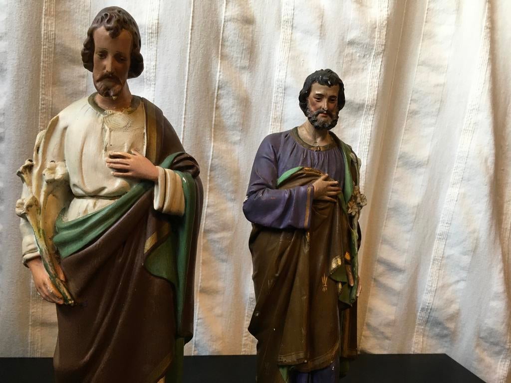 Vijf Antieke Heiligenbeelden: Antonius, Maria, Bernadette, Ophalen of Verzenden