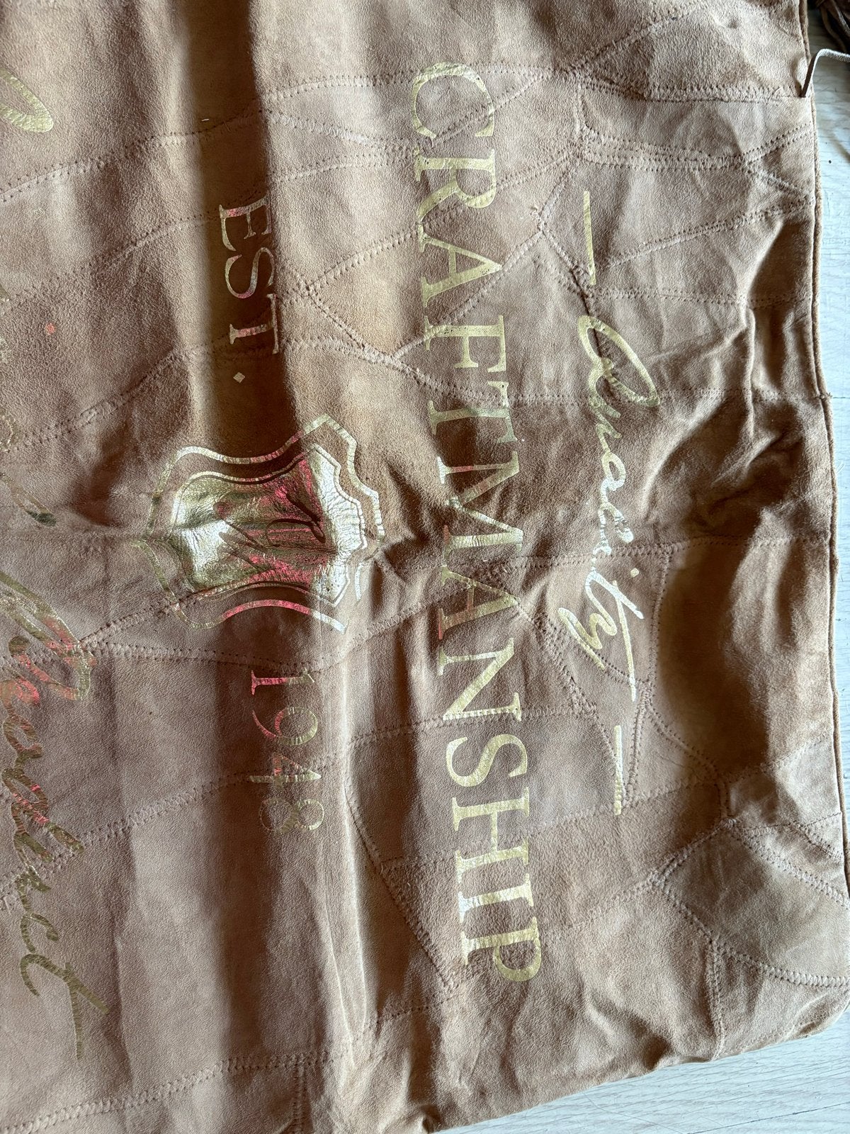Riviera Maison Kussenhoes leer suède-achtig met kwastje, Gebruikt, Bruin, Riviera Maison, Vierkant