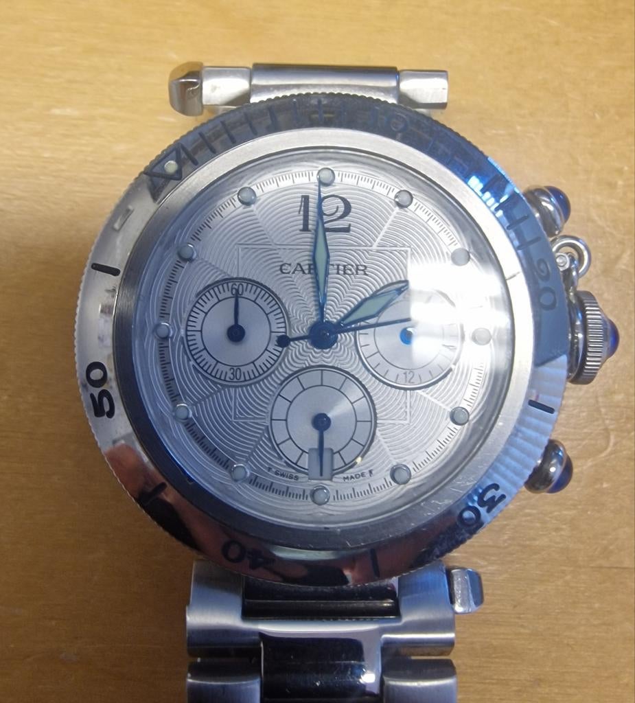 Pasha de Cartier Chronograaf Automaat, Ophalen of Verzenden, Zo goed als nieuw, Staal, Overige merken