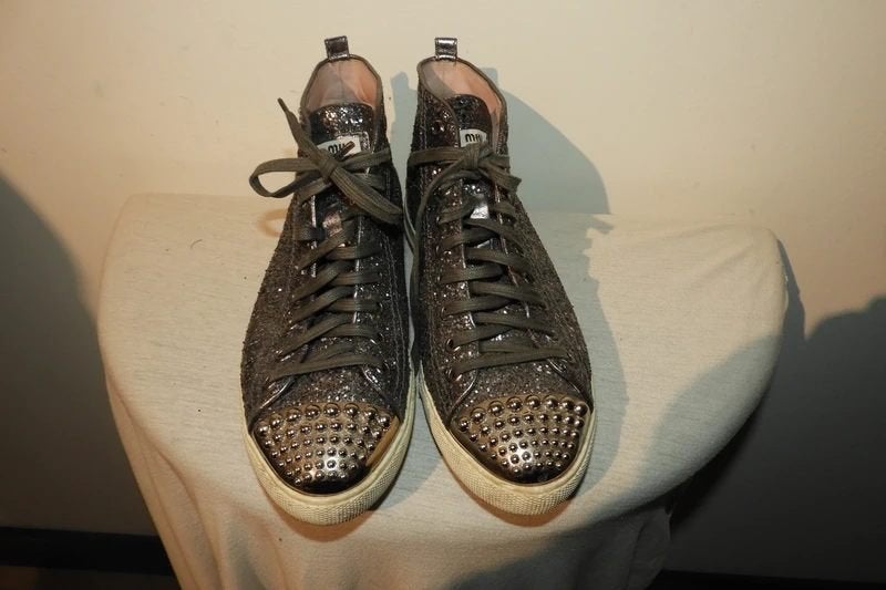 Miu Miu enkel hoge sneakers glitter hardware neus 38, Miu Miu, Overige kleuren, Verzenden, Sneakers of Gympen