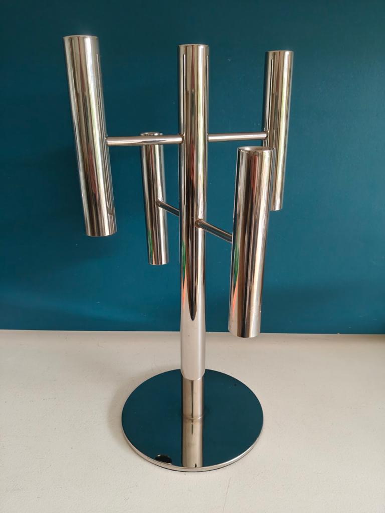 WMF design Living Lounge 5 armige kandelaar gepolijst RVS., 25 tot 50 cm, Ophalen of Verzenden, Zo goed als nieuw, Metaal