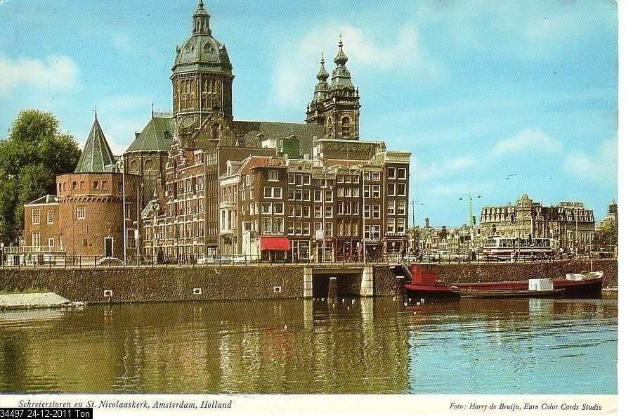 Ansichtkaart 	Amsterdam	St Nicolaaskerk	Schreierstoren, Verzenden, 1980 tot heden, Gelopen, Noord-Holland