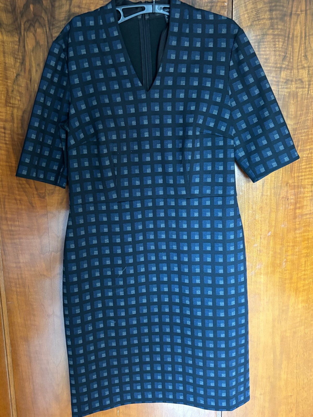 Stijlvolle jurk met geometrisch patroon, Blauw, Maat 42/44 (L), Ophalen of Verzenden, Zo goed als nieuw
