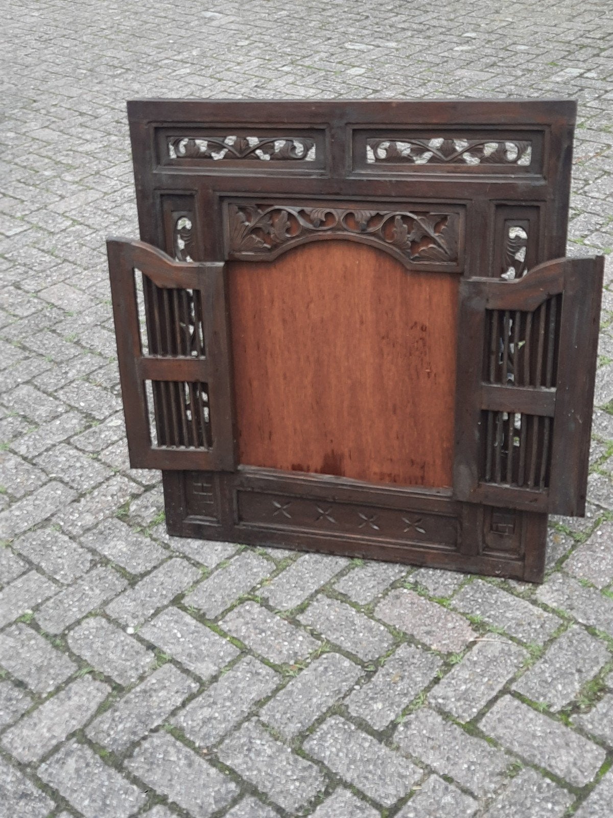 Antiek houten decoratief paneel met luiken, Ophalen