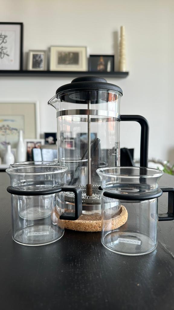 Bodum Bistro French Press Koffie Set - Carsten Jorgensen, Ophalen of Verzenden, Zo goed als nieuw, Glas, Overige stijlen