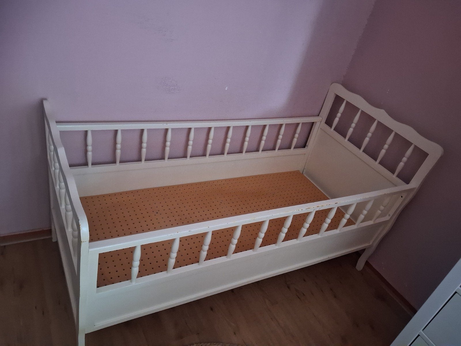 Antiek Frans kinderbedje, Kinderen en Baby's, Kinderkamer | Bedden, Ophalen, Gebruikt, 140 tot 160 cm, 70 tot 85 cm