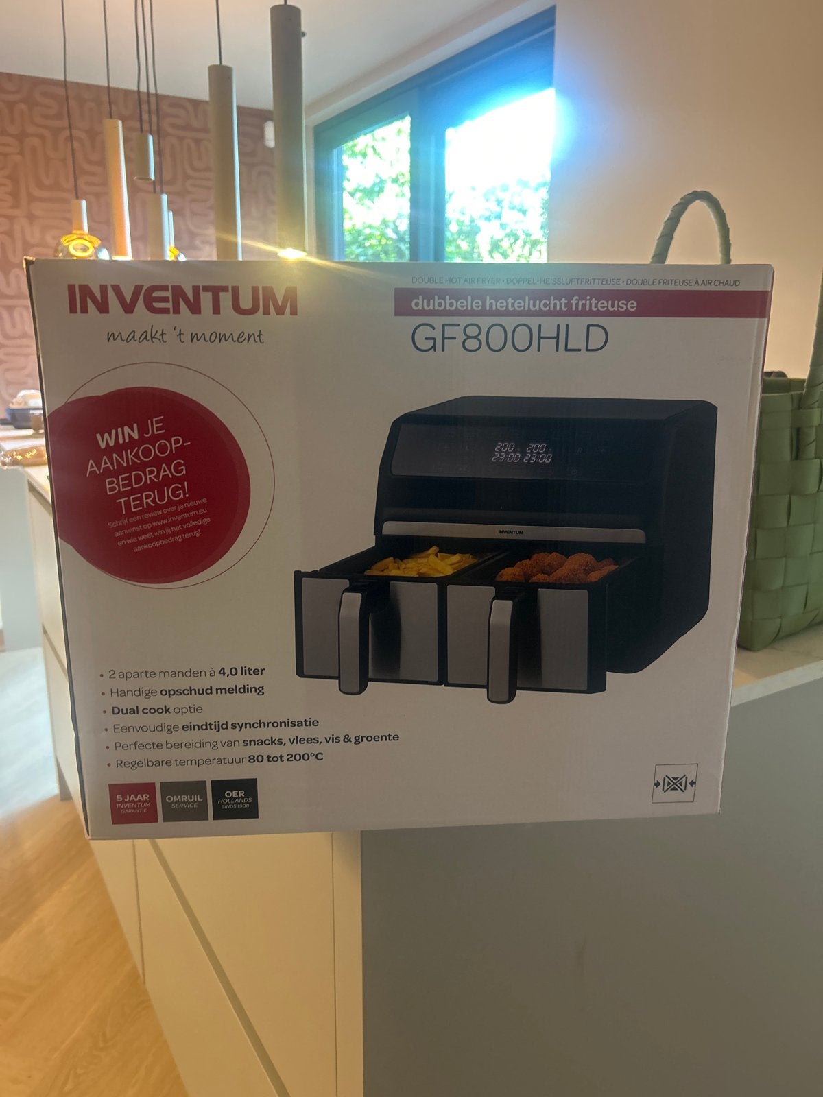 Inventum GF800HLD Dubbele Hetelucht Friteuse - Nieuw in doos, Ophalen of Verzenden, Nieuw, Airfryer, 1500 gram of meer