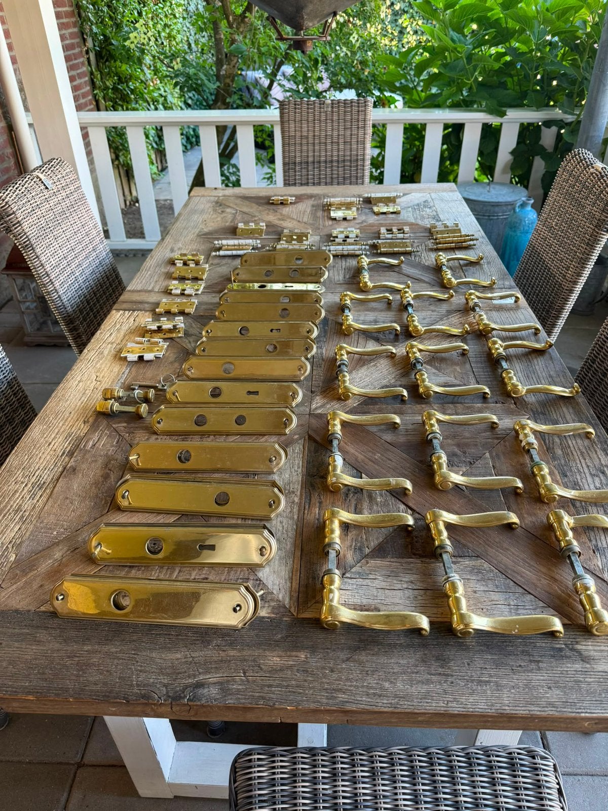 Messing klinken, deurschilden en sccharnieren, Ophalen, Gebruikt, Koper of Messing, Overige typen