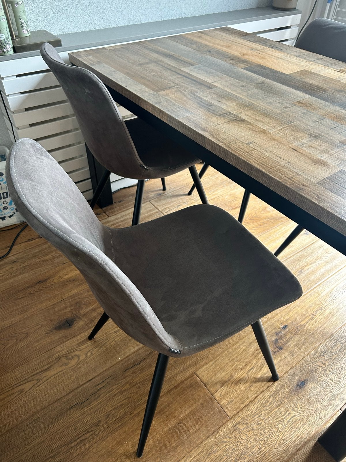4 Grijze stoelen van de Bommel Meubelen, Ophalen, Gebruikt, Twee, Stof
