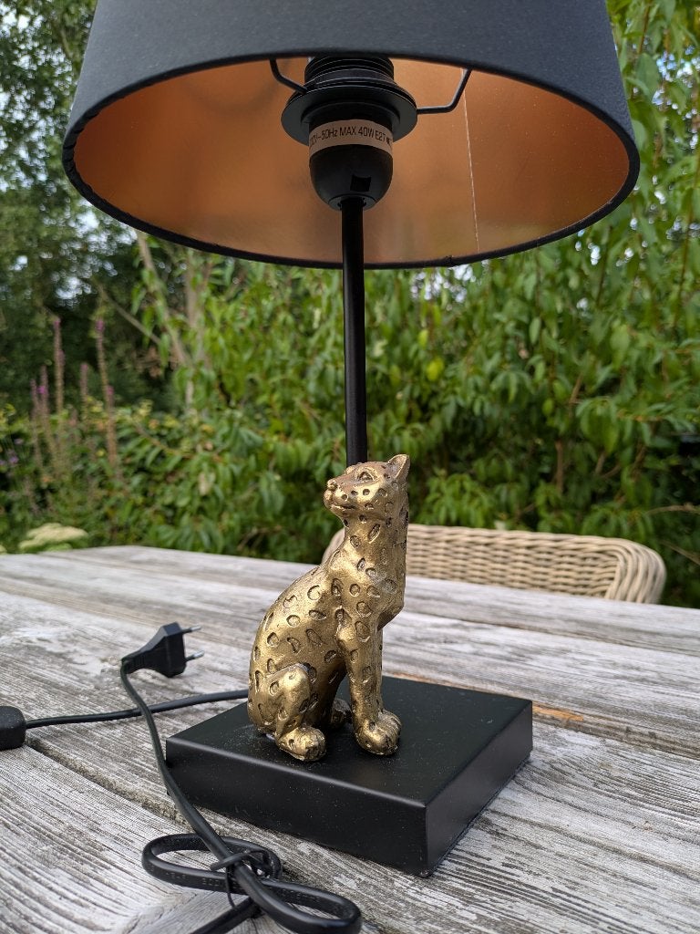 Tafellamp Luipaard, Ophalen, Met schakelaar, Art deco, 39 cm