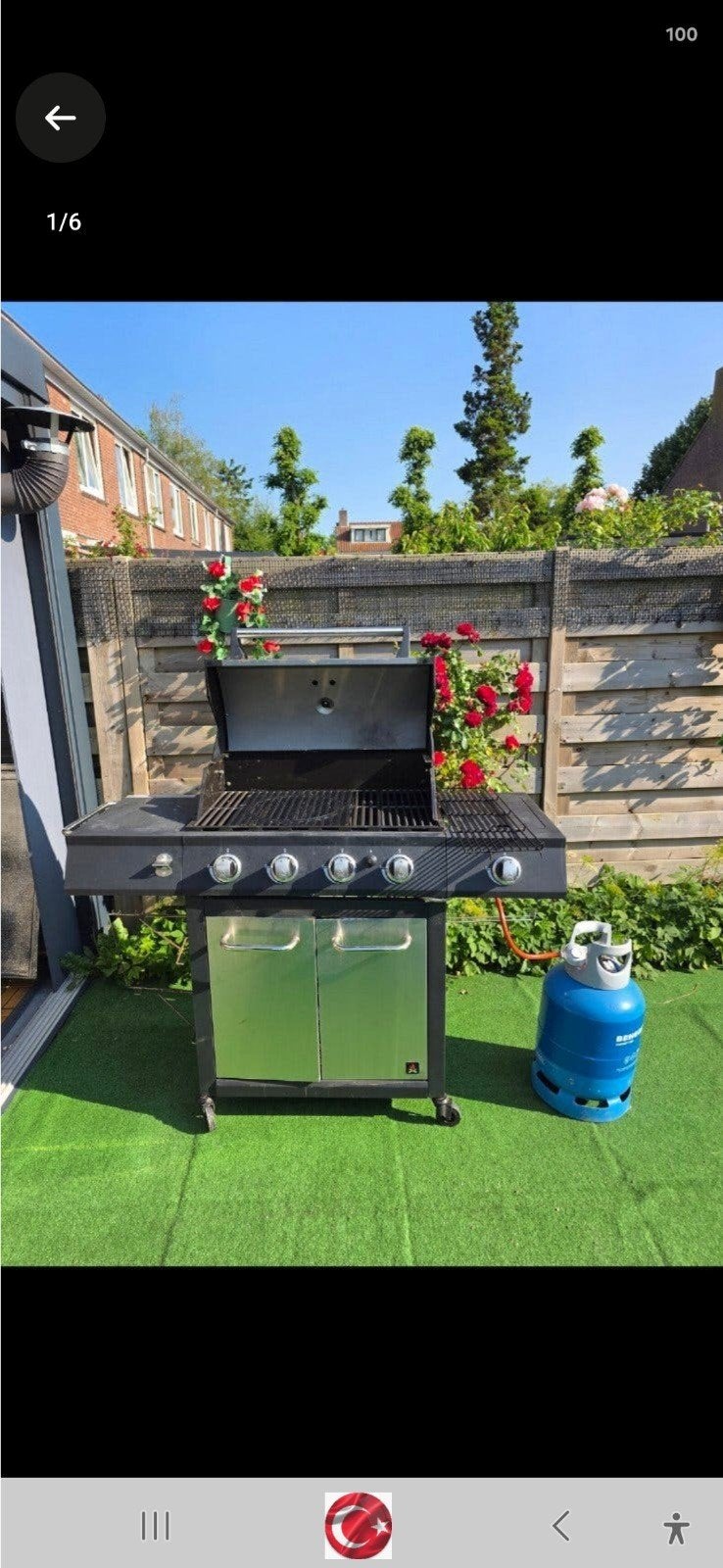 Jamestown BBQ 4-brander + zijbrander incl gasfles, Ophalen, Gebruikt, Jamestown