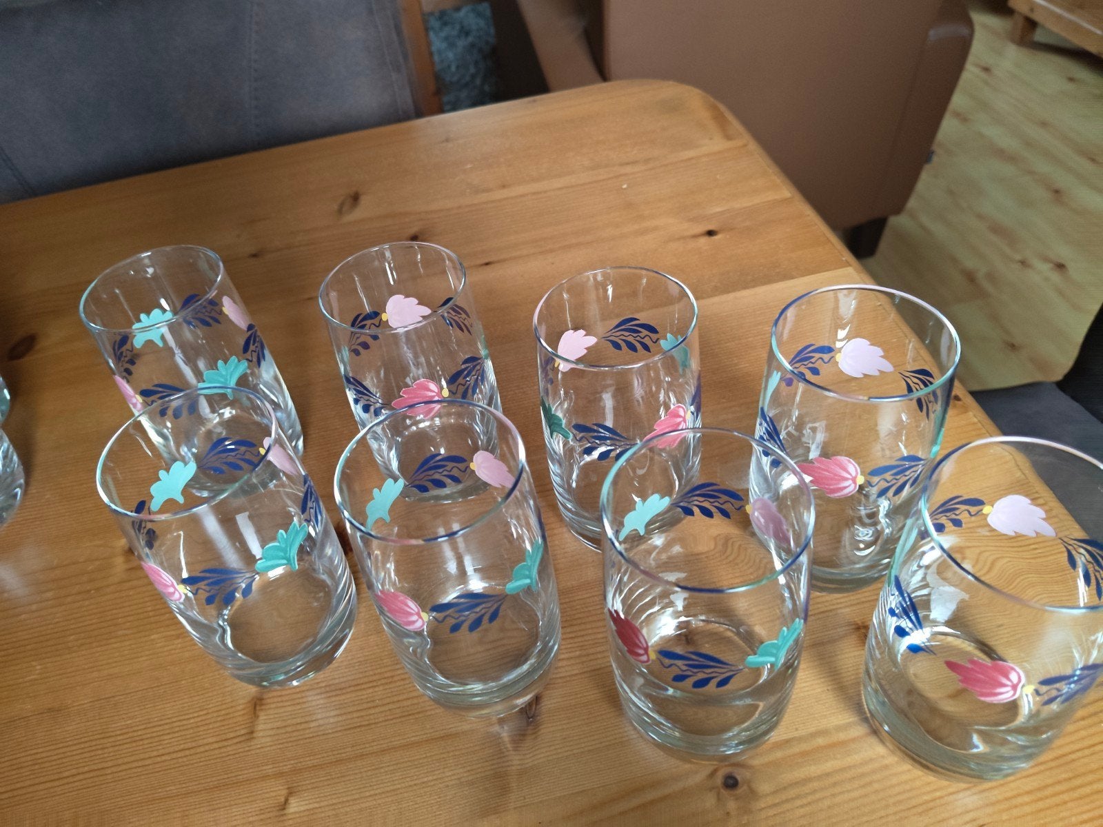 Boerenbont sap glazen, Huis en Inrichting, Ophalen, Glas of Glazen, Gebruikt, Landelijk/Boerenbont