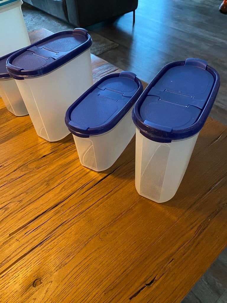 Tupperware, verschillende voorraadbussen, blauw, kaasdoos, Ophalen of Verzenden, Gebruikt, Blauw, Overige typen