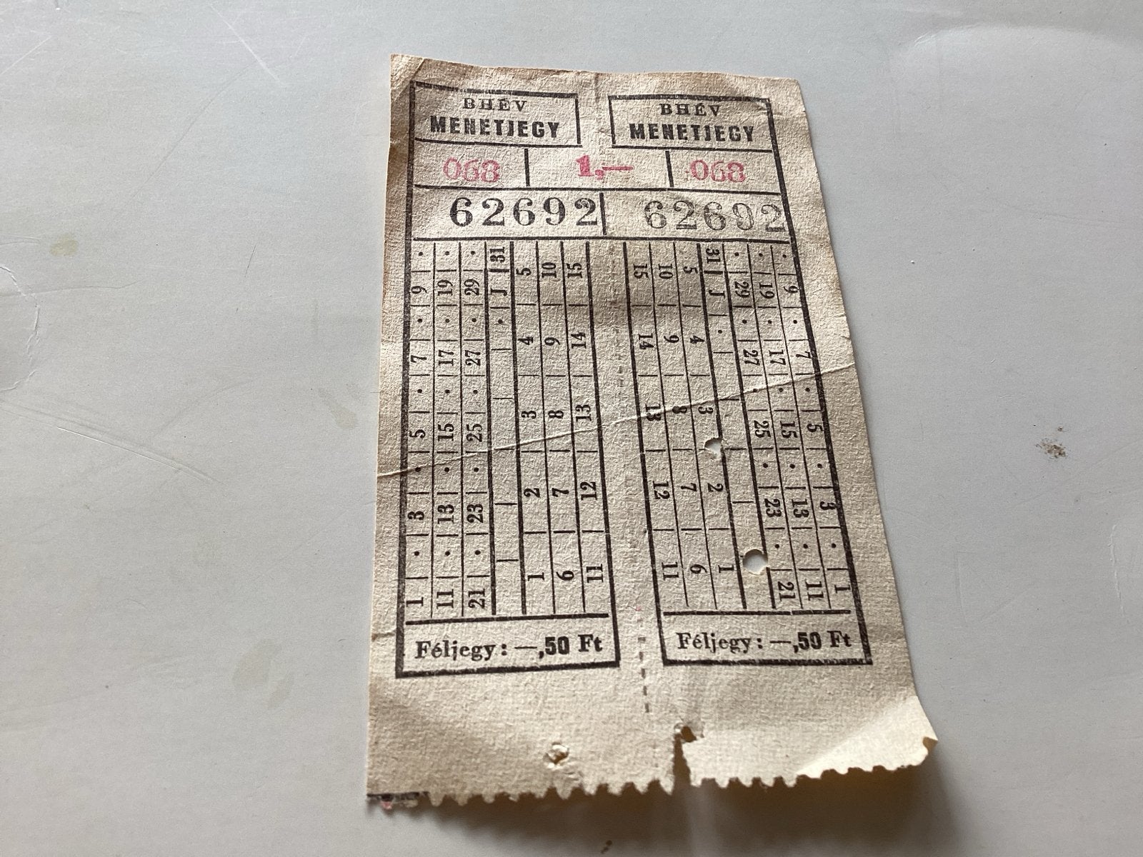 Oude Hongaarse BHEV Menetjegy met sluitzegels, Ophalen of Verzenden, Voor 1920, Buitenland
