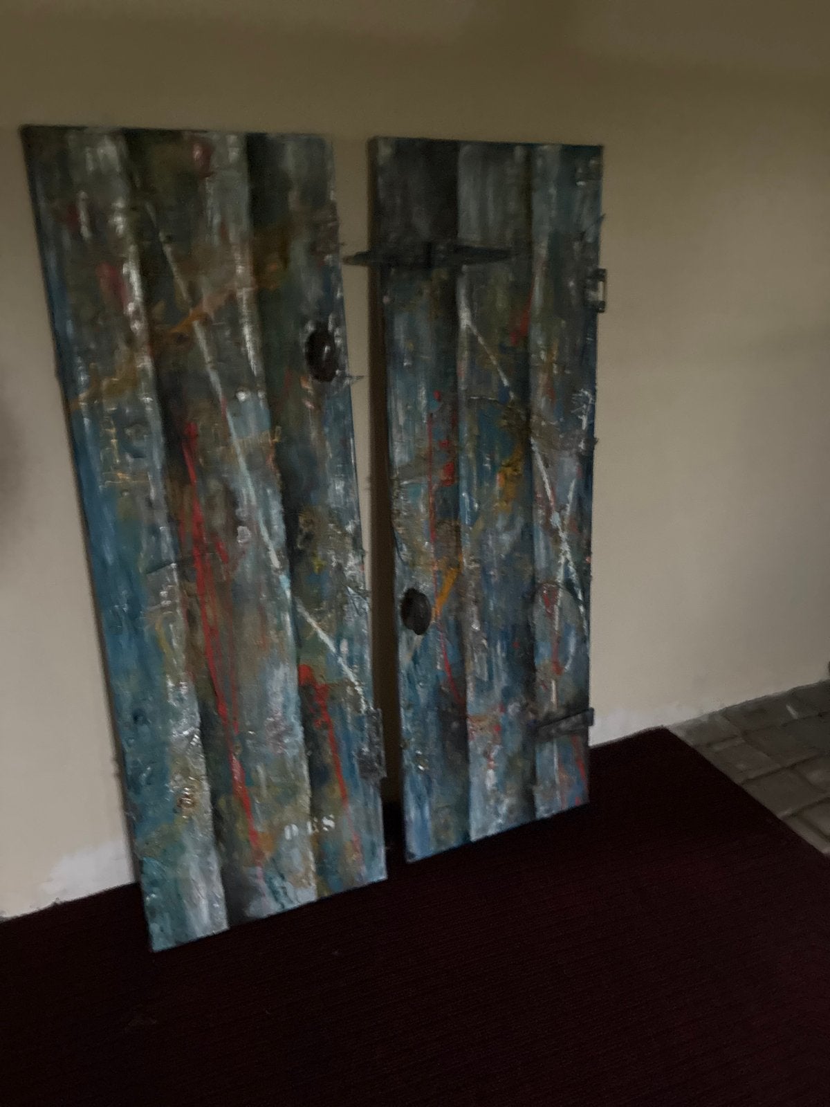 Set van 2 abstracte kunstpanelen, 120x40 cm, Ophalen, Abstract, Hout, Met textuur