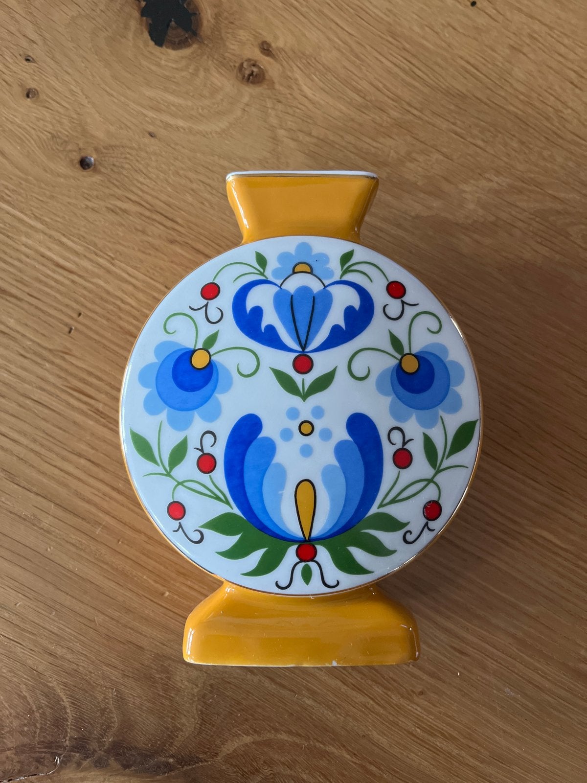Vintage LUBIANA Made in Poland Vaas met Bloemenmotief, Ophalen of Verzenden