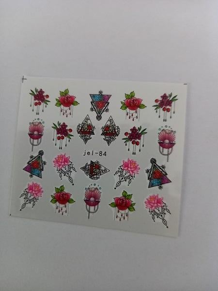 Velletje nagel water decals stickers jel-84 bloemen figuren, Verzenden, Nieuw, Handen en Nagels, Toebehoren