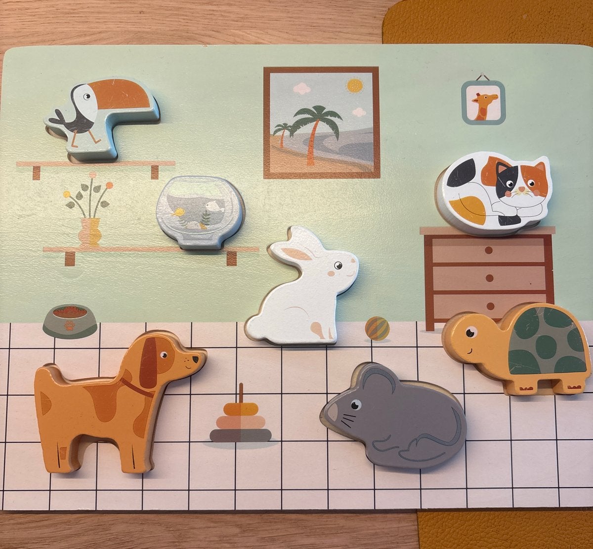 Houten Dieren Puzzel - Compleet, Ophalen, 2 tot 4 jaar, Zo goed als nieuw, Van hout