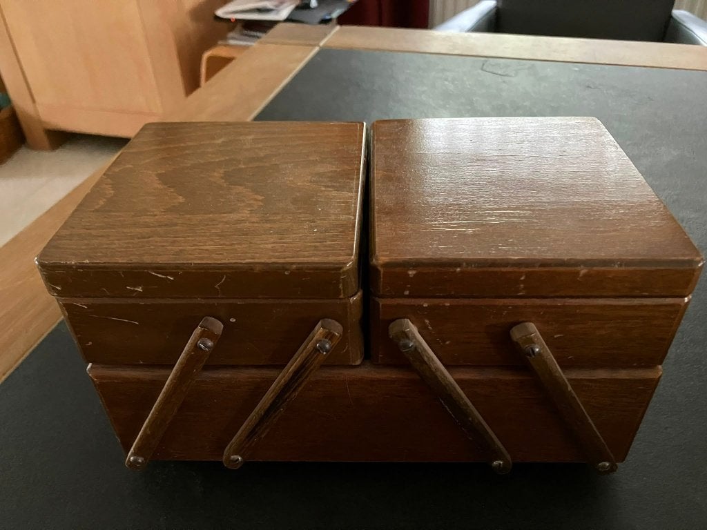 Oud houten naaidoosje Vintage, Ophalen of Verzenden, Gebruikt