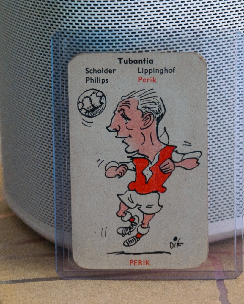 Perik, Tubantia - DB 1e Divisie kwartet 1958, Ophalen of Verzenden, Gebruikt, Overige binnenlandse clubs, Poster, Plaatje of Sticker