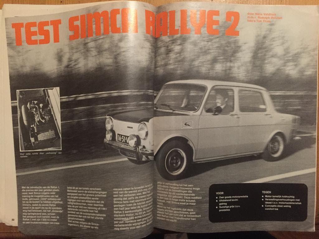 Test van Simca 1000 Rallye 2, complete AutoVisie '73, Ophalen of Verzenden, Gelezen, Overige merken