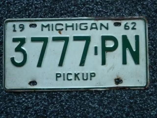 Kentekenplaat licenseplate Michigan 1962 Pickup USA, Verzenden, Gebruikt, Auto's